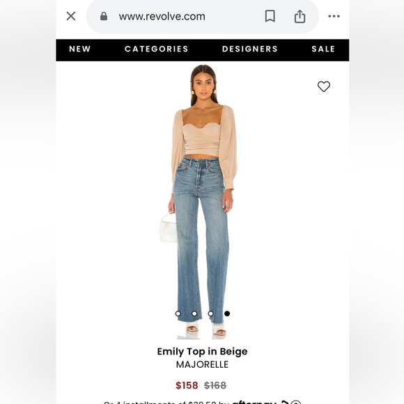 MAJORELLE Emily Top Cropped Long Sleeve Beige In store now Revolve XS - Picture 5 of 10